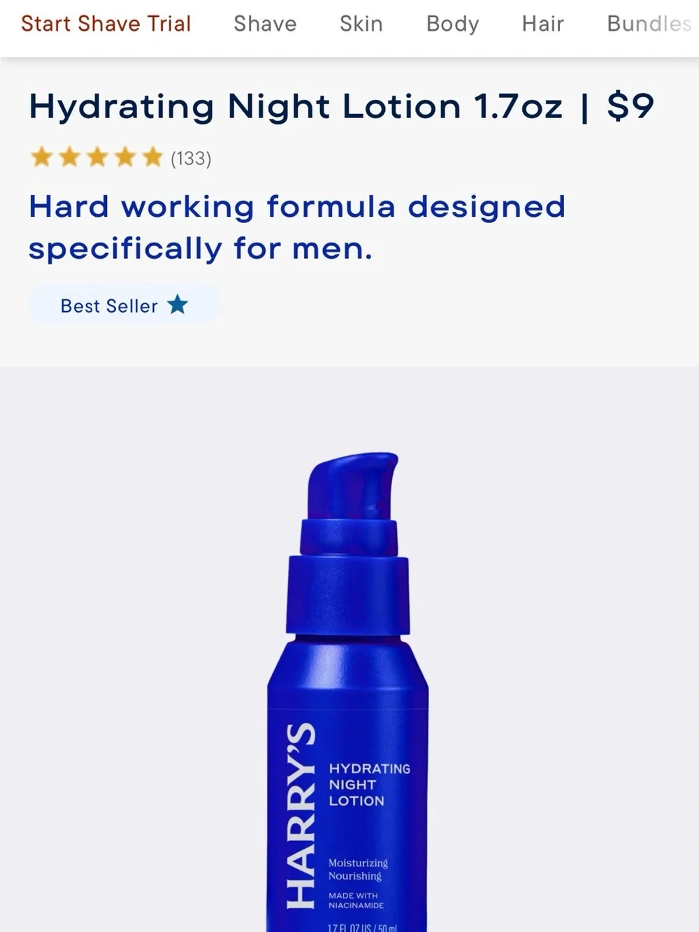 Hydrating Night Lotion for Men — Blue
